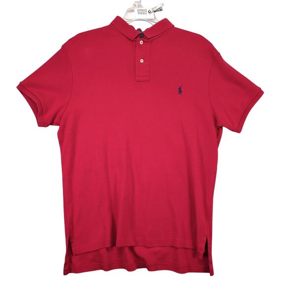 Vtg Polo by Ralph Lauren Men's L Custom Fit Red Shirt Navy Pony Logo Y2K Preppy - Picture 1 of 10
